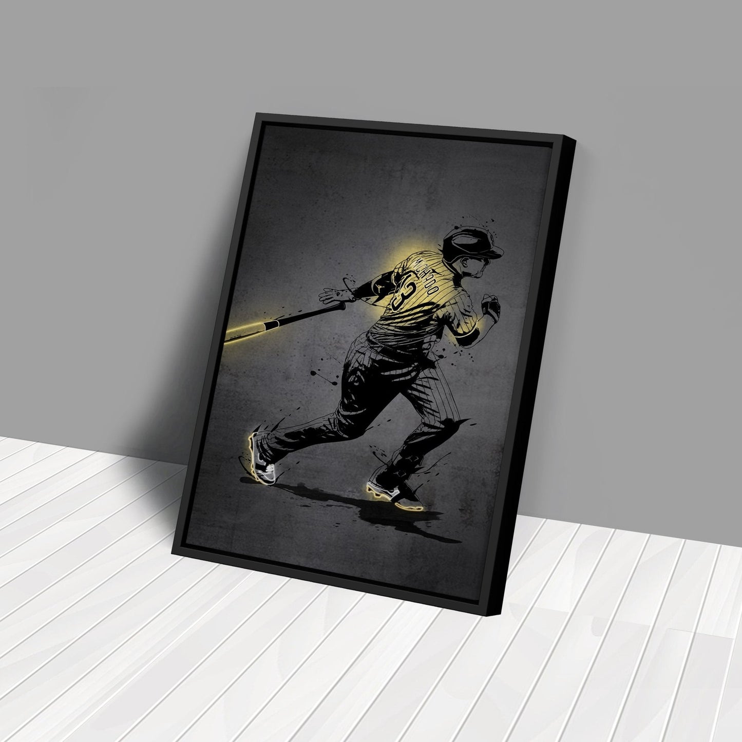 Manny Machado Neon Canvas Art | Modern Wall Decor for Padres Fans