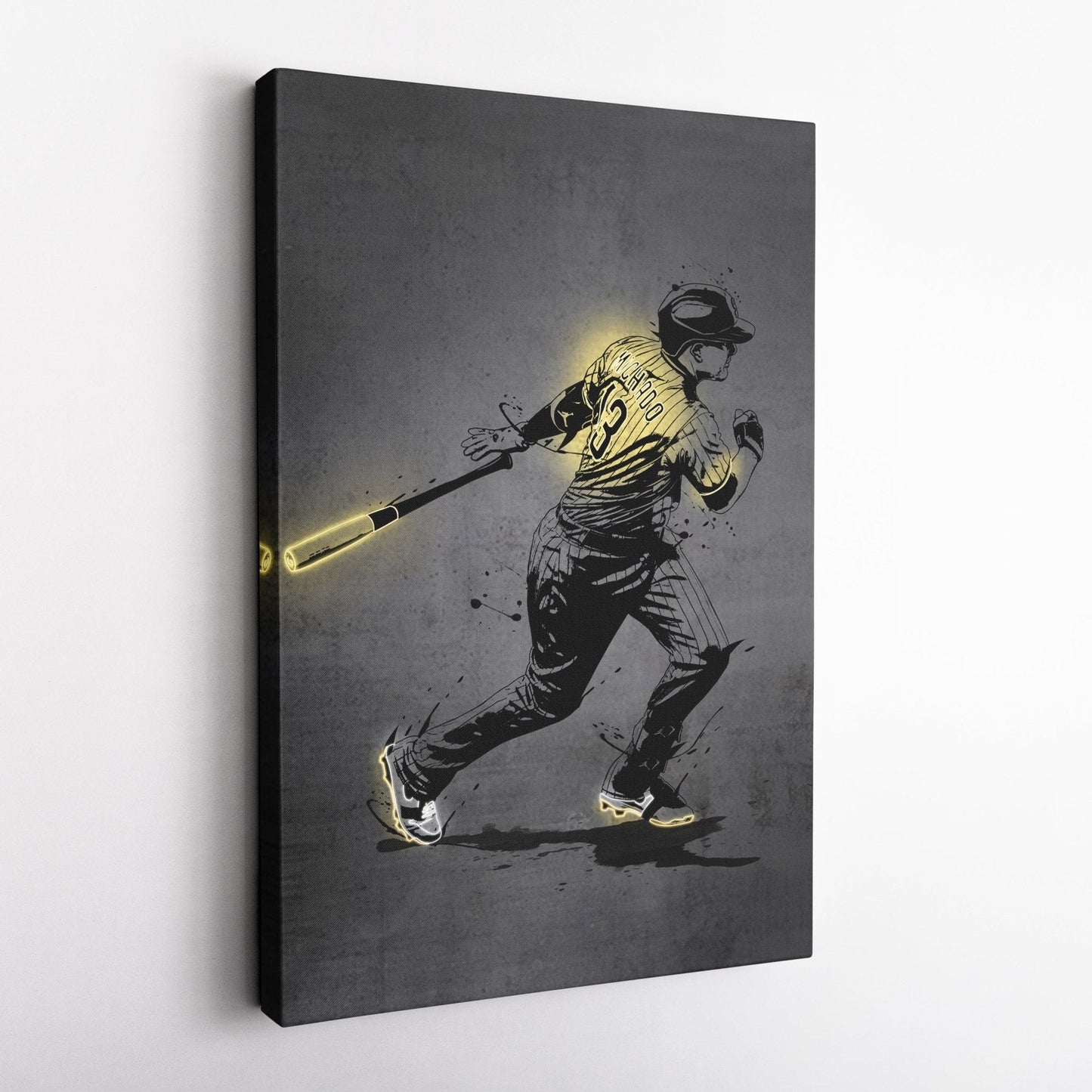 Manny Machado Neon Canvas Art | Modern Wall Decor for Padres Fans
