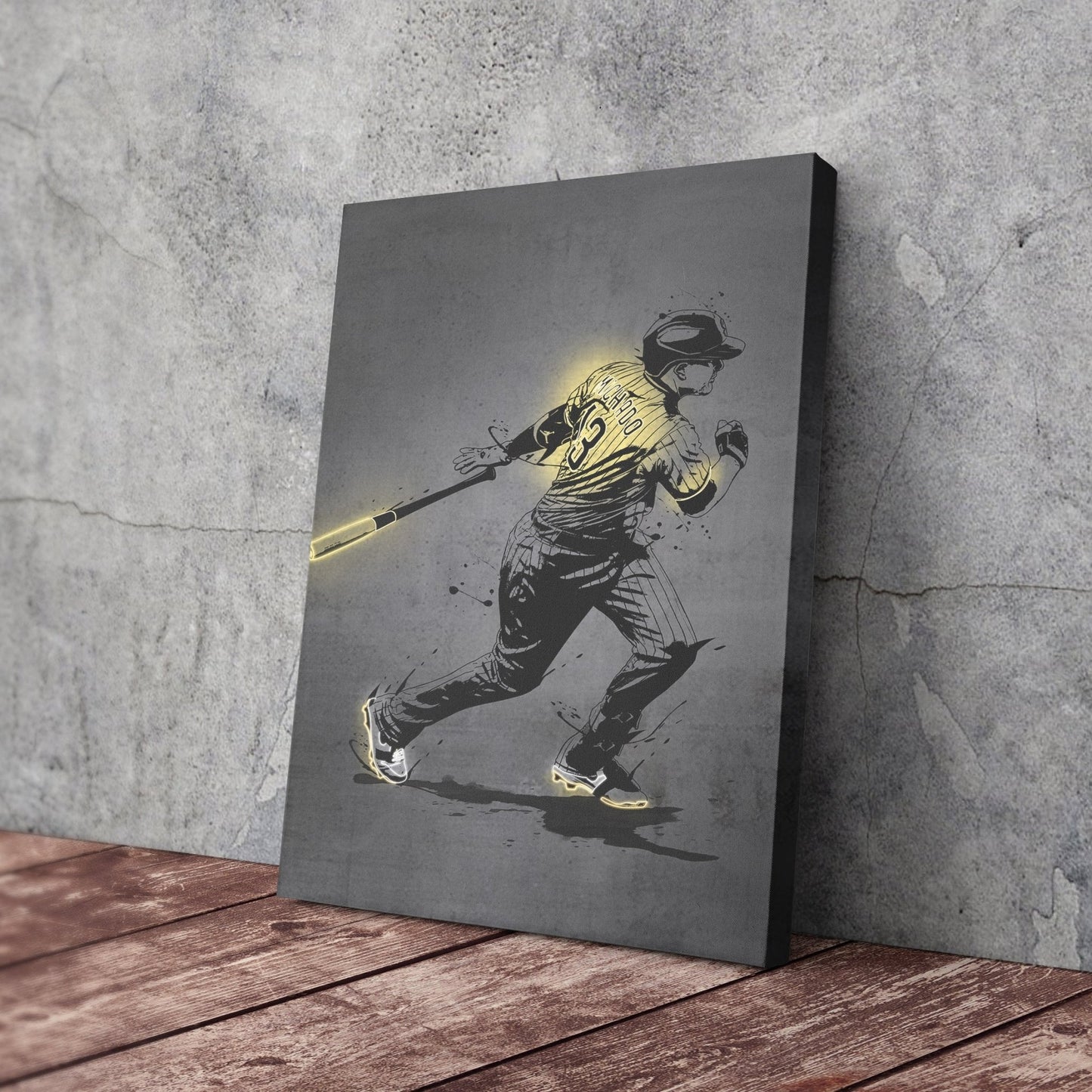 Manny Machado Neon Canvas Art | Modern Wall Decor for Padres Fans