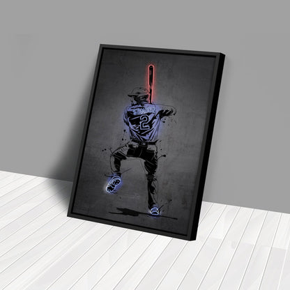 Marcus Semien Neon Canvas Art | Modern Wall Decor for Rangers Fans