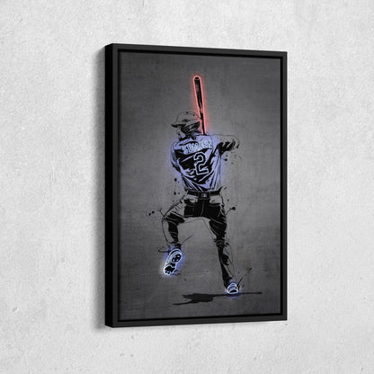 Marcus Semien Neon Canvas Art | Modern Wall Decor for Rangers Fans