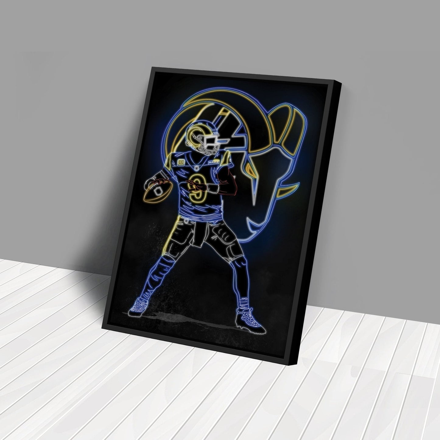 Matthew Stafford Neon Canvas Art | Rams Wall Decor