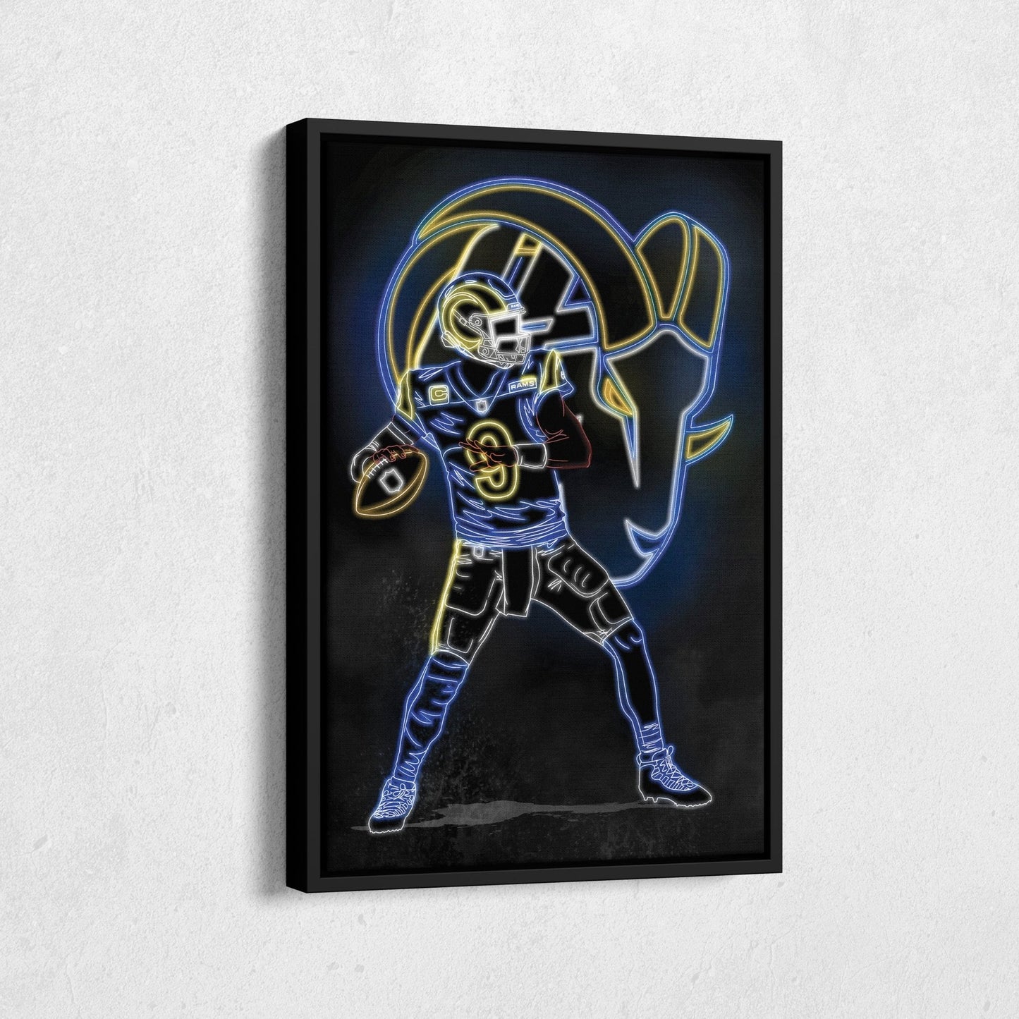 Matthew Stafford Neon Canvas Art | Rams Wall Decor