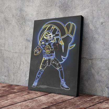 Matthew Stafford Neon Canvas Art | Rams Wall Decor