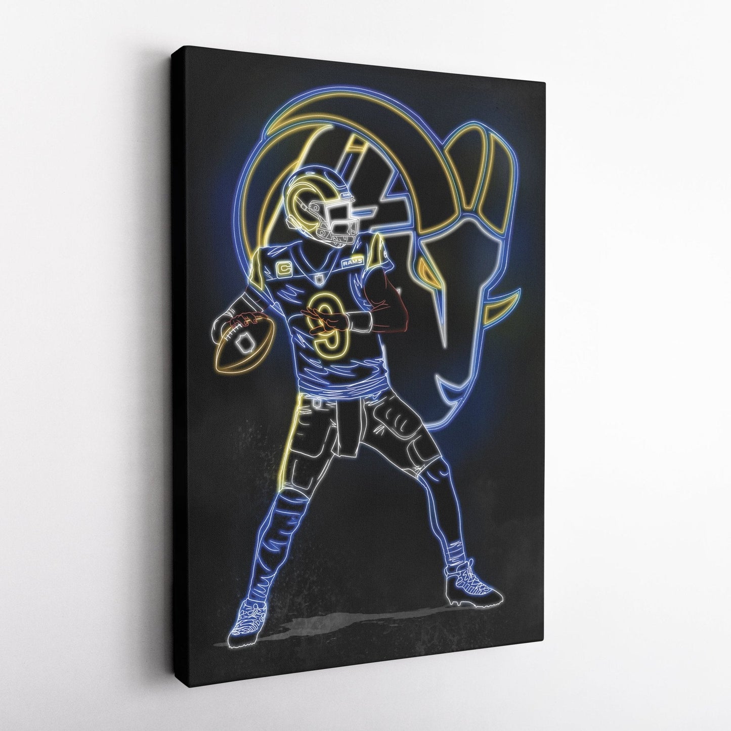 Matthew Stafford Neon Canvas Art | Rams Wall Decor