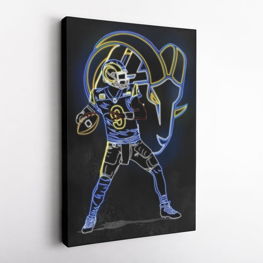 Matthew Stafford Neon Canvas Art | Rams Wall Decor