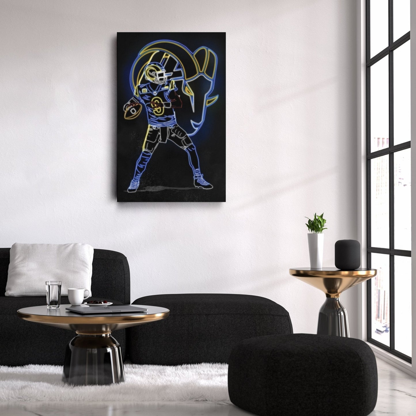 Matthew Stafford Neon Canvas Art | Rams Wall Decor