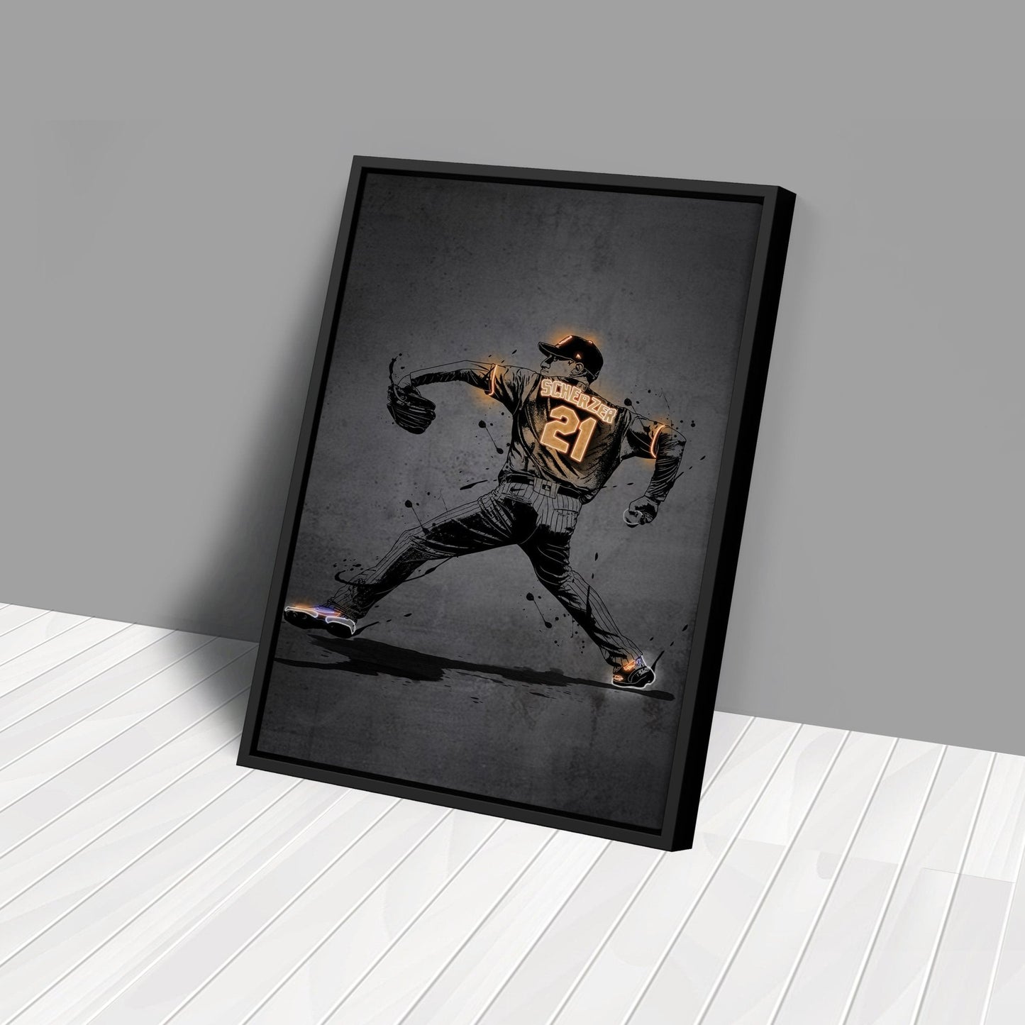 Max Scherzer Neon Canvas Art | Modern Wall Decor for Mets Fans