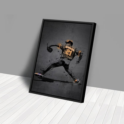 Max Scherzer Neon Canvas Art | Modern Wall Decor for Mets Fans