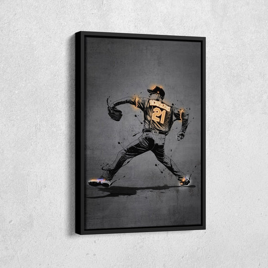 Max Scherzer Neon Canvas Art | Modern Wall Decor for Mets Fans