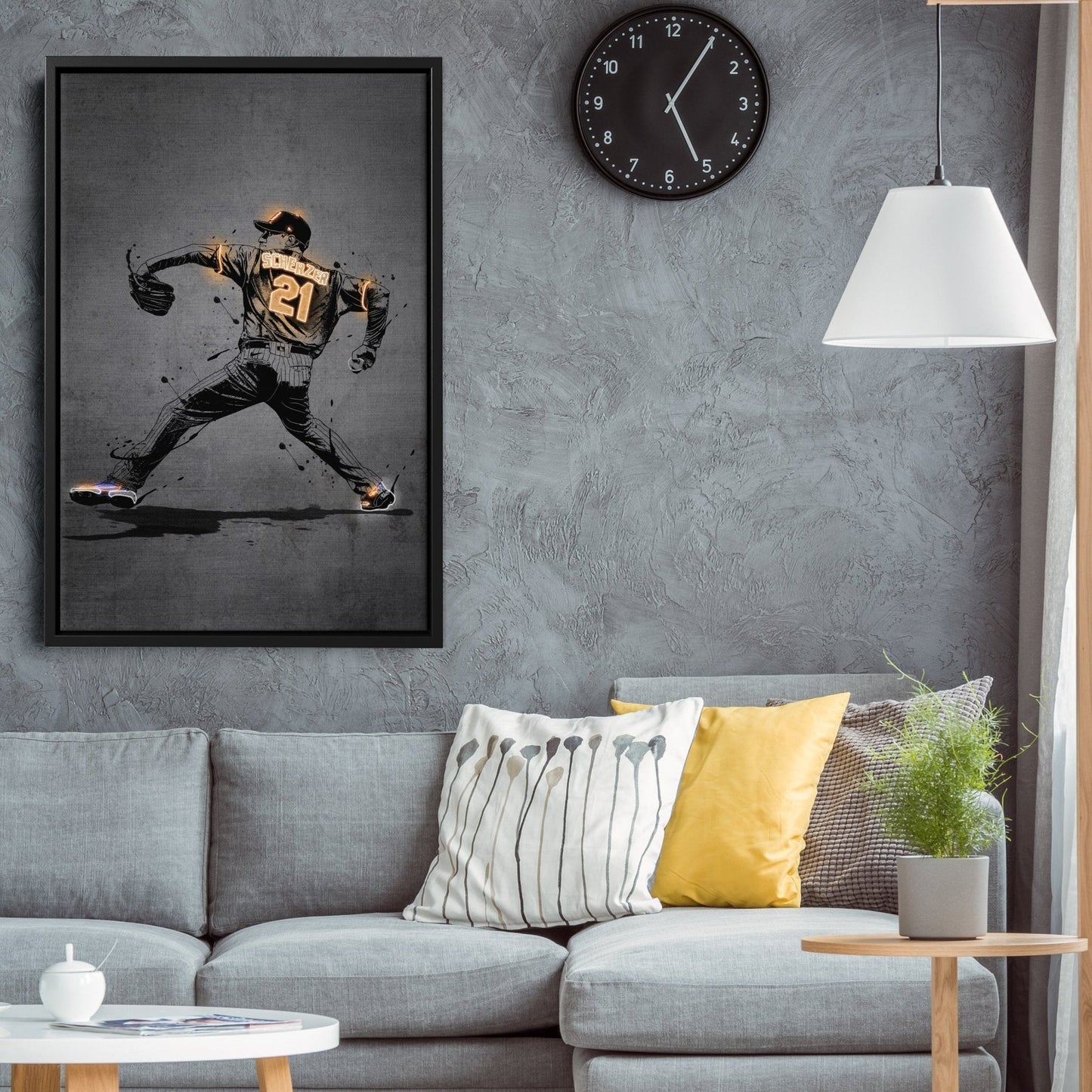 Max Scherzer Neon Canvas Art | Modern Wall Decor for Mets Fans