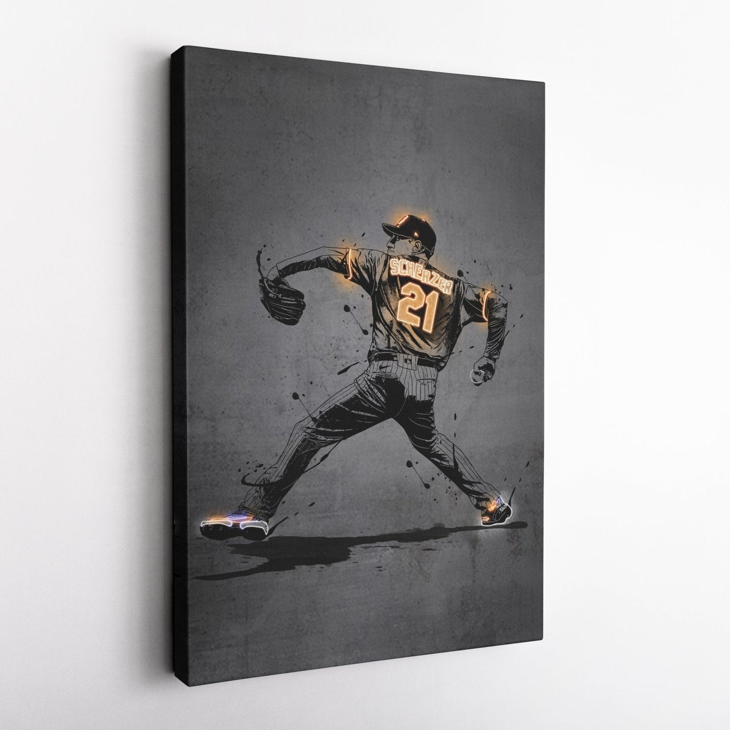 Max Scherzer Neon Canvas Art | Modern Wall Decor for Mets Fans