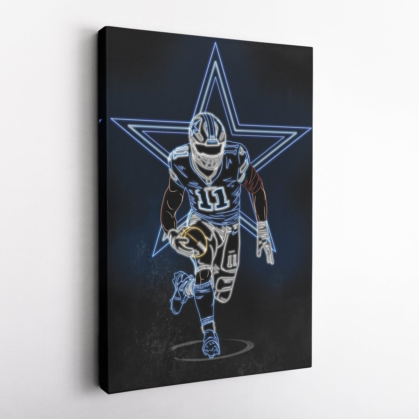 Micah Parsons Neon Canvas Art | Cowboys Wall Decor