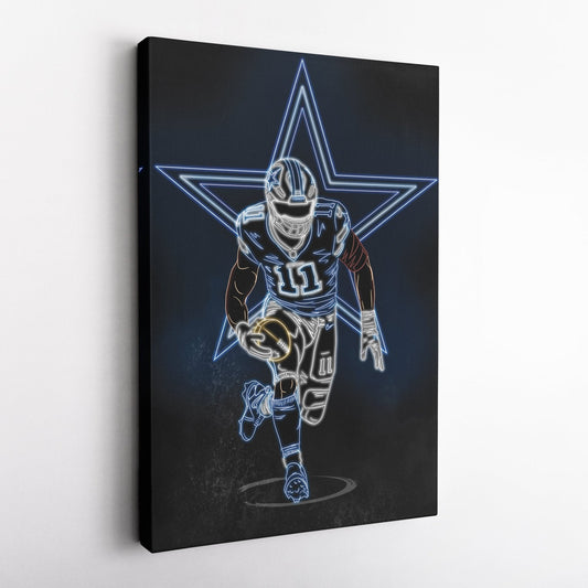 Micah Parsons Neon Canvas Art | Cowboys Wall Decor
