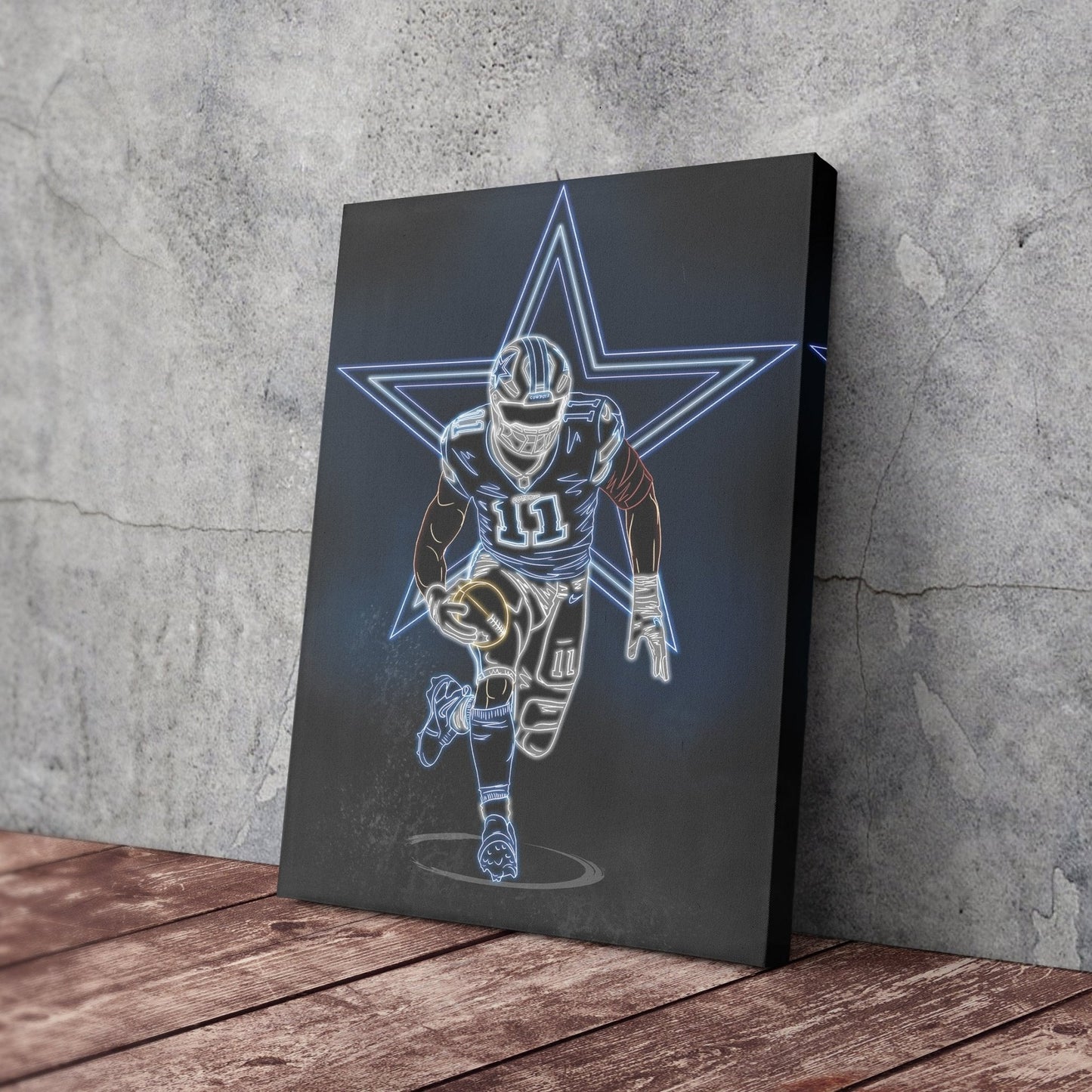 Micah Parsons Neon Canvas Art | Cowboys Wall Decor