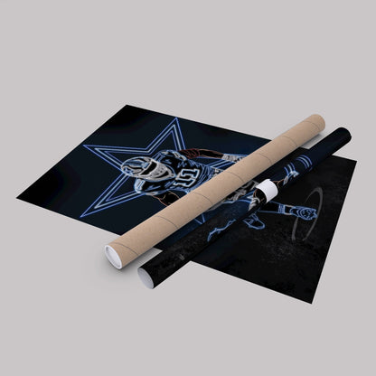 Micah Parsons Neon Canvas Art | Cowboys Wall Decor