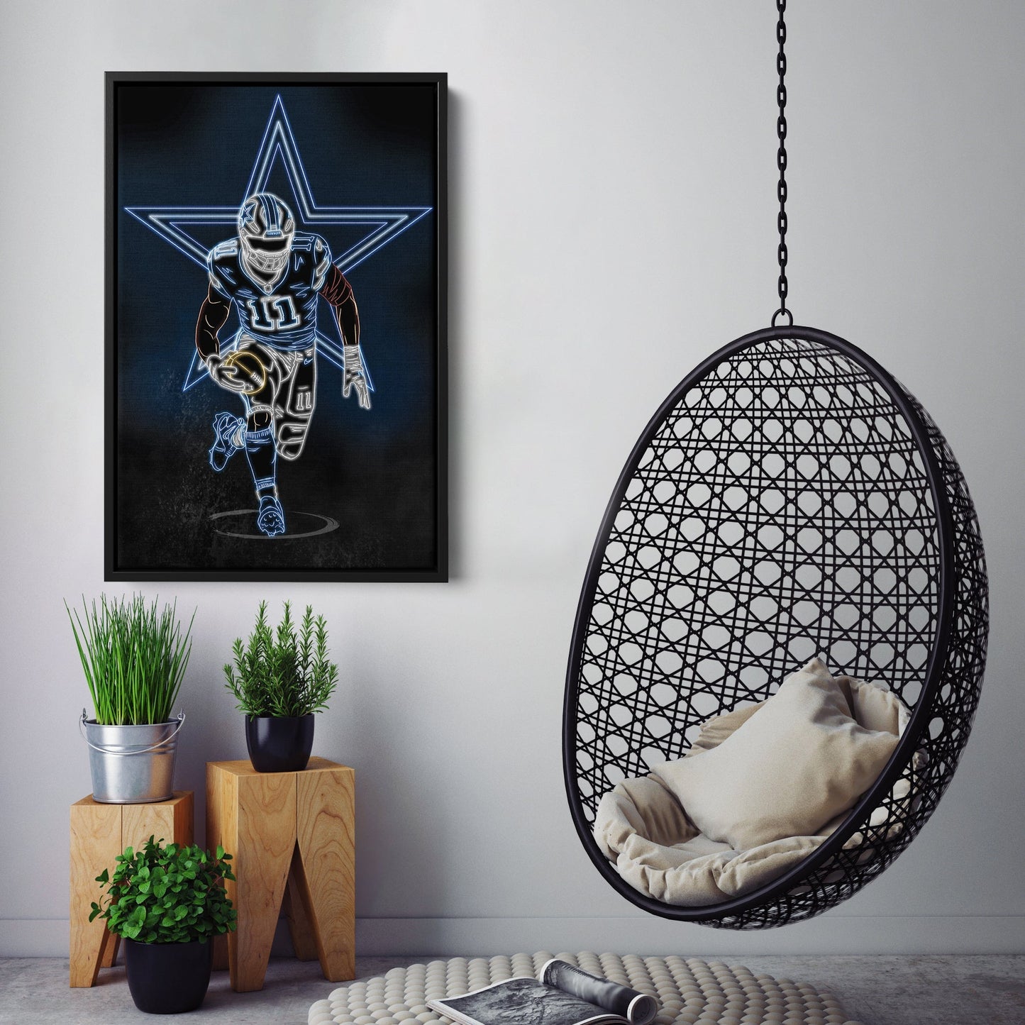 Micah Parsons Neon Canvas Art | Cowboys Wall Decor