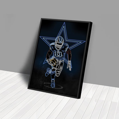 Micah Parsons Neon Canvas Art | Cowboys Wall Decor