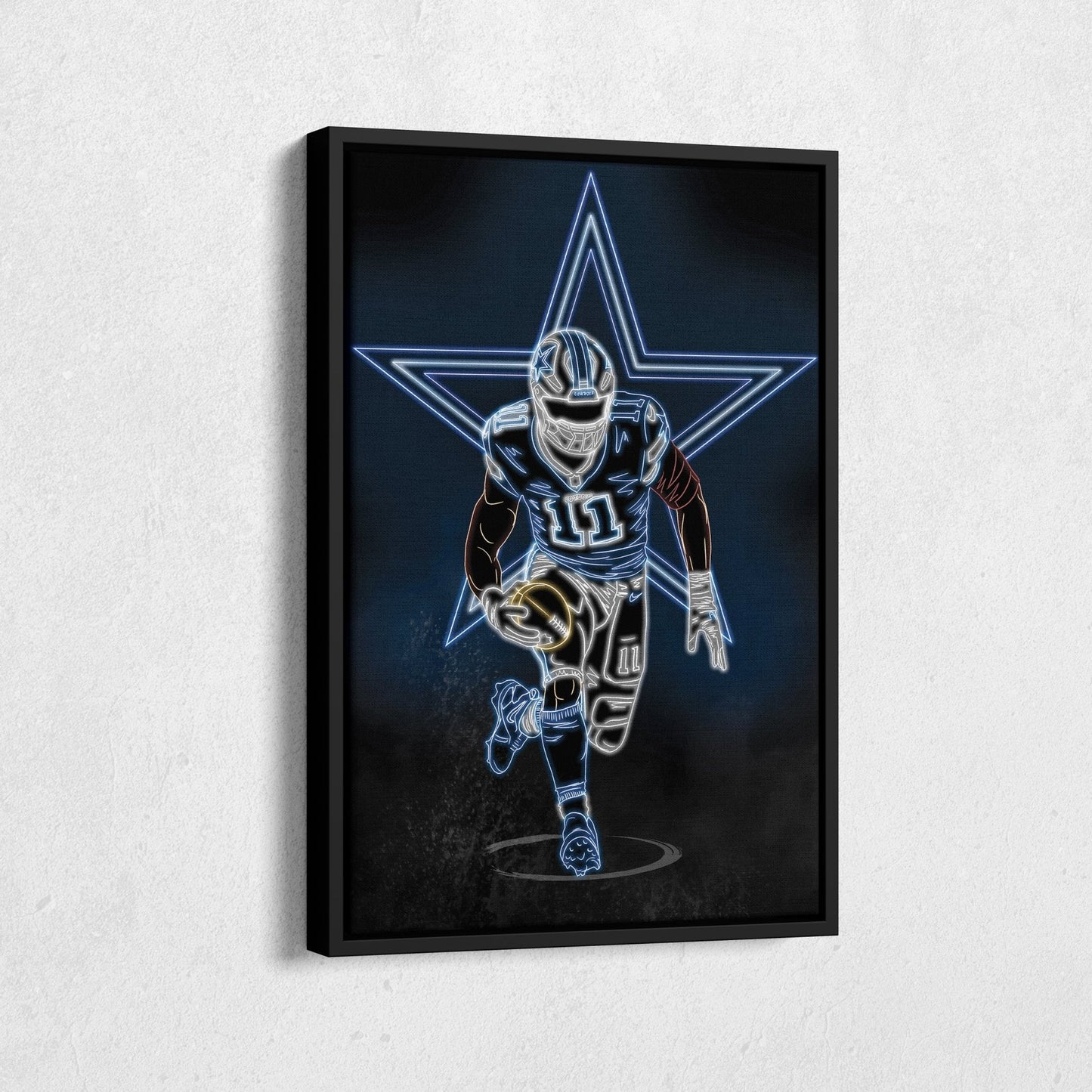 Micah Parsons Neon Canvas Art | Cowboys Wall Decor