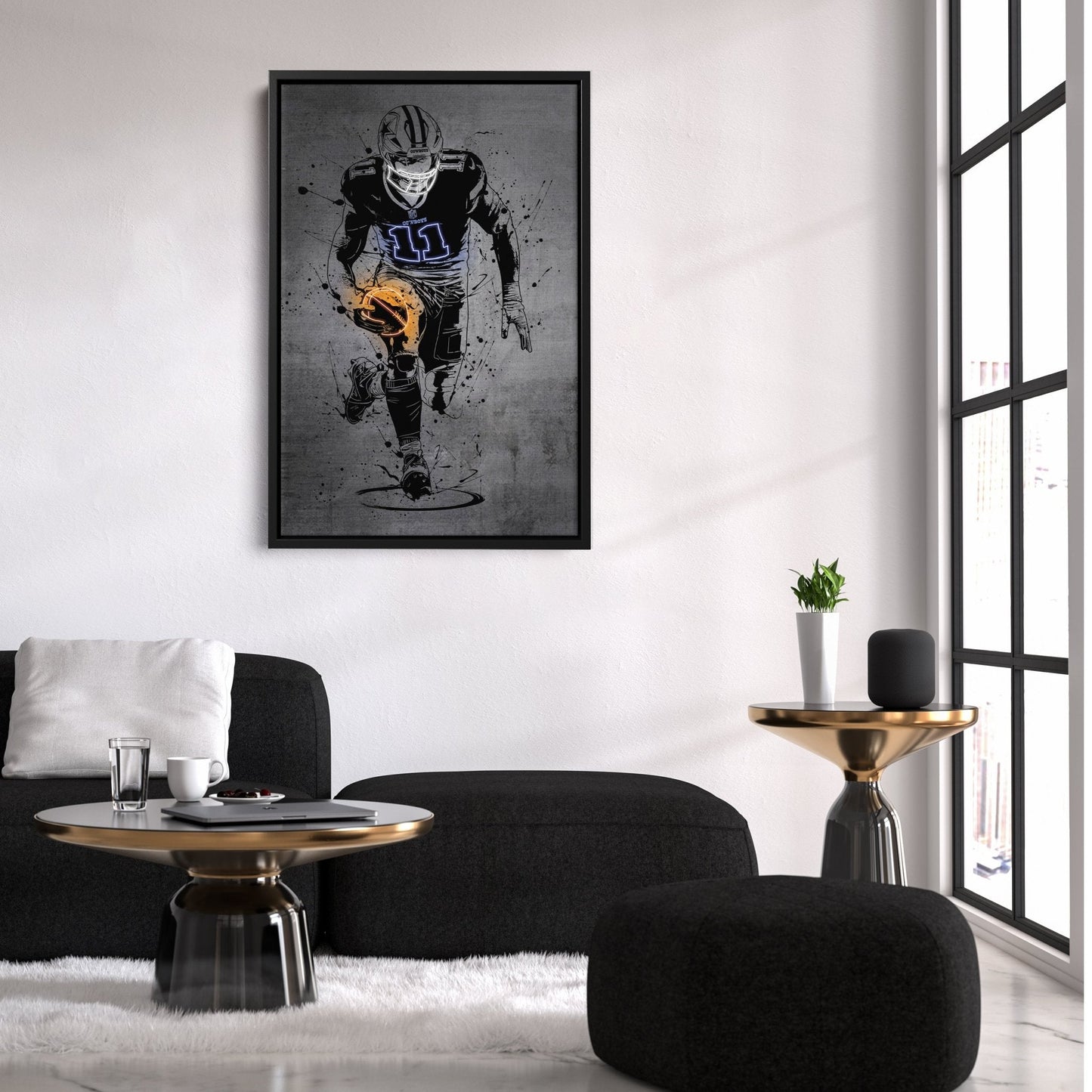 Micah Parsons Neon Canvas Art | Modern Wall Decor for Cowboys Fans