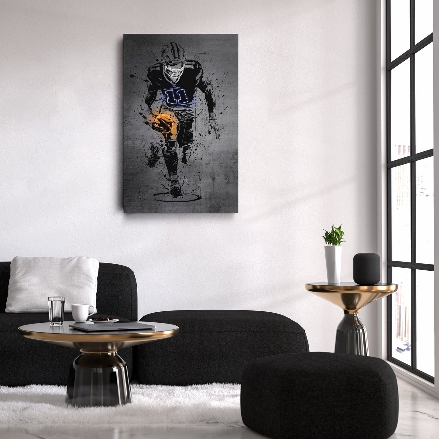 Micah Parsons Neon Canvas Art | Modern Wall Decor for Cowboys Fans