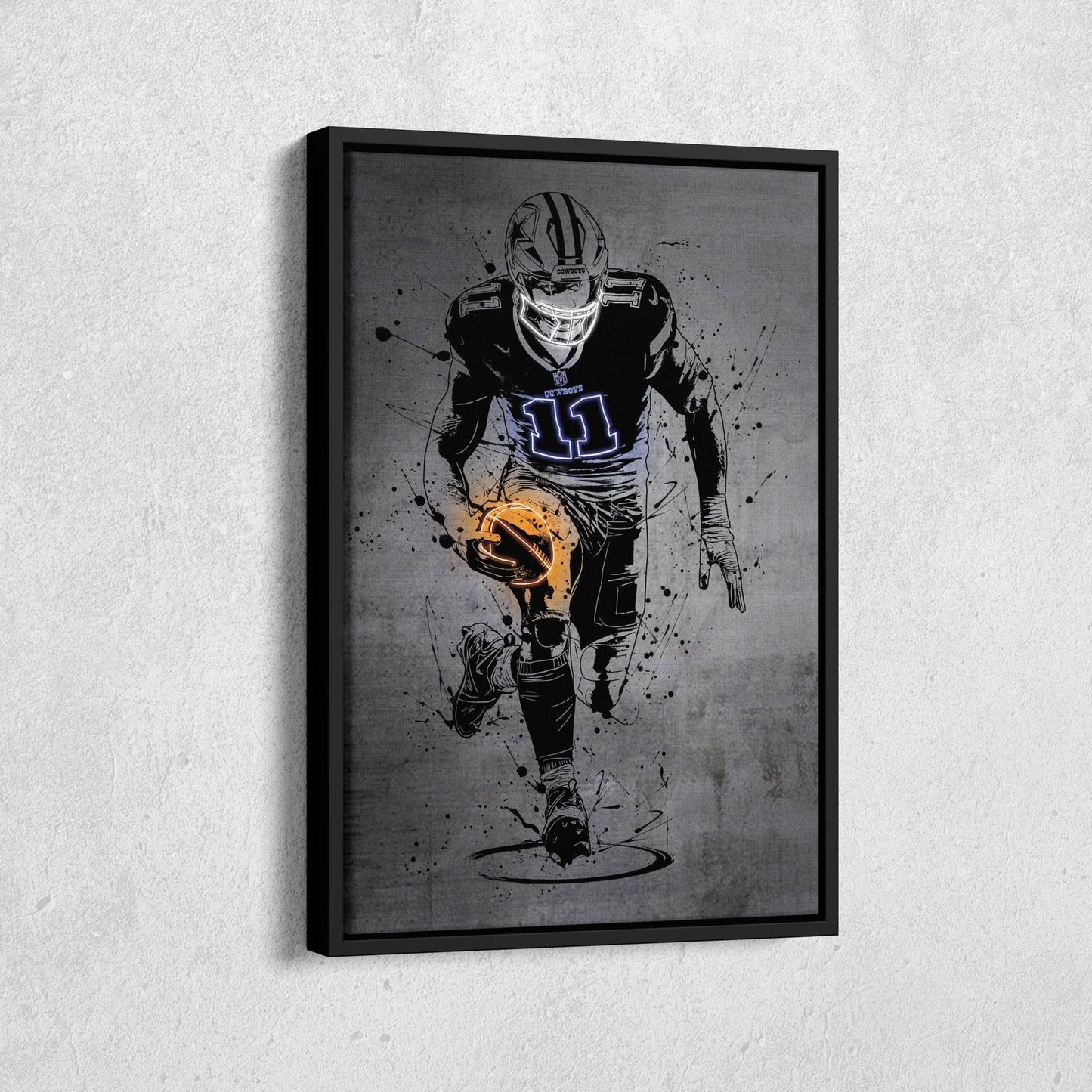 Micah Parsons Neon Canvas Art | Modern Wall Decor for Cowboys Fans