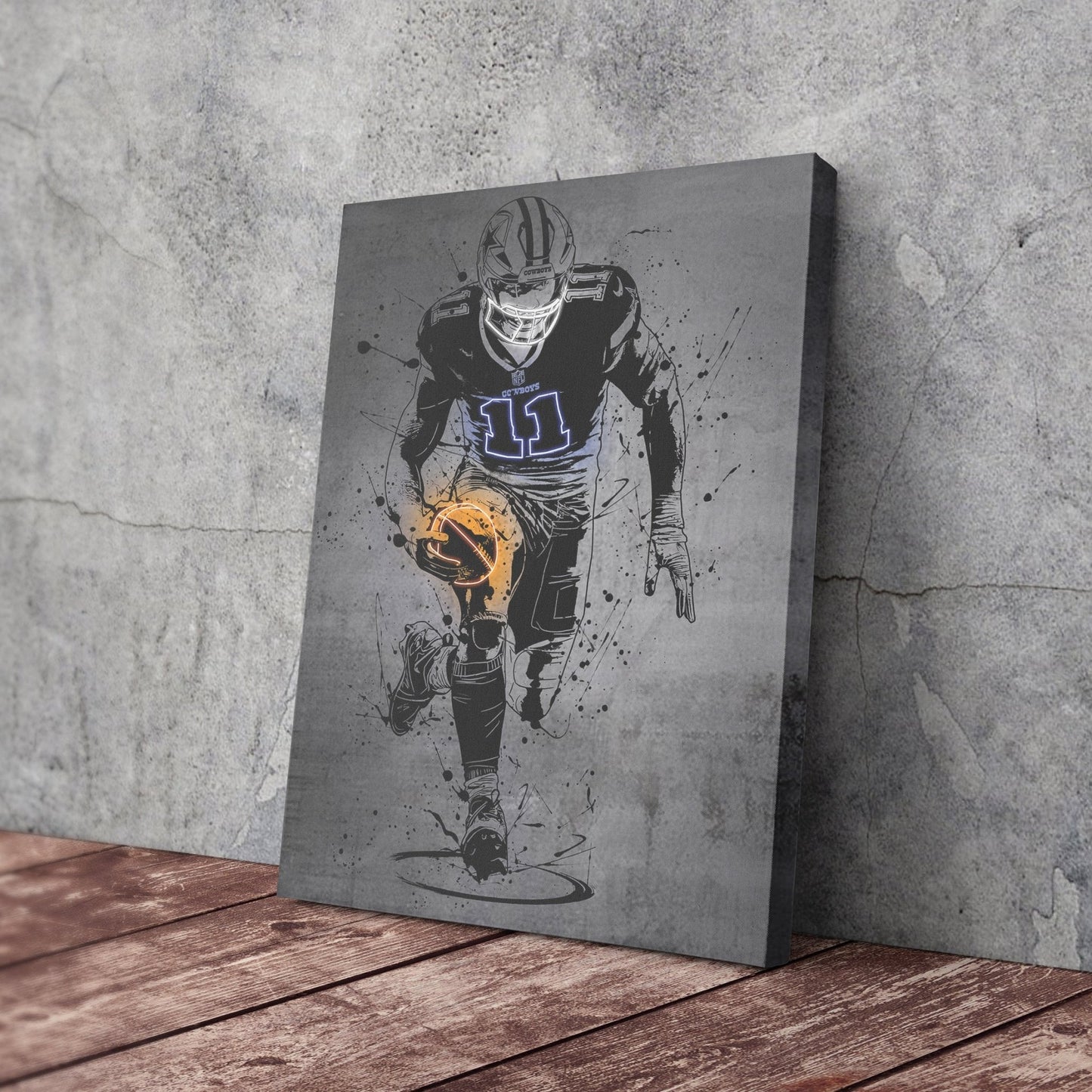 Micah Parsons Neon Canvas Art | Modern Wall Decor for Cowboys Fans