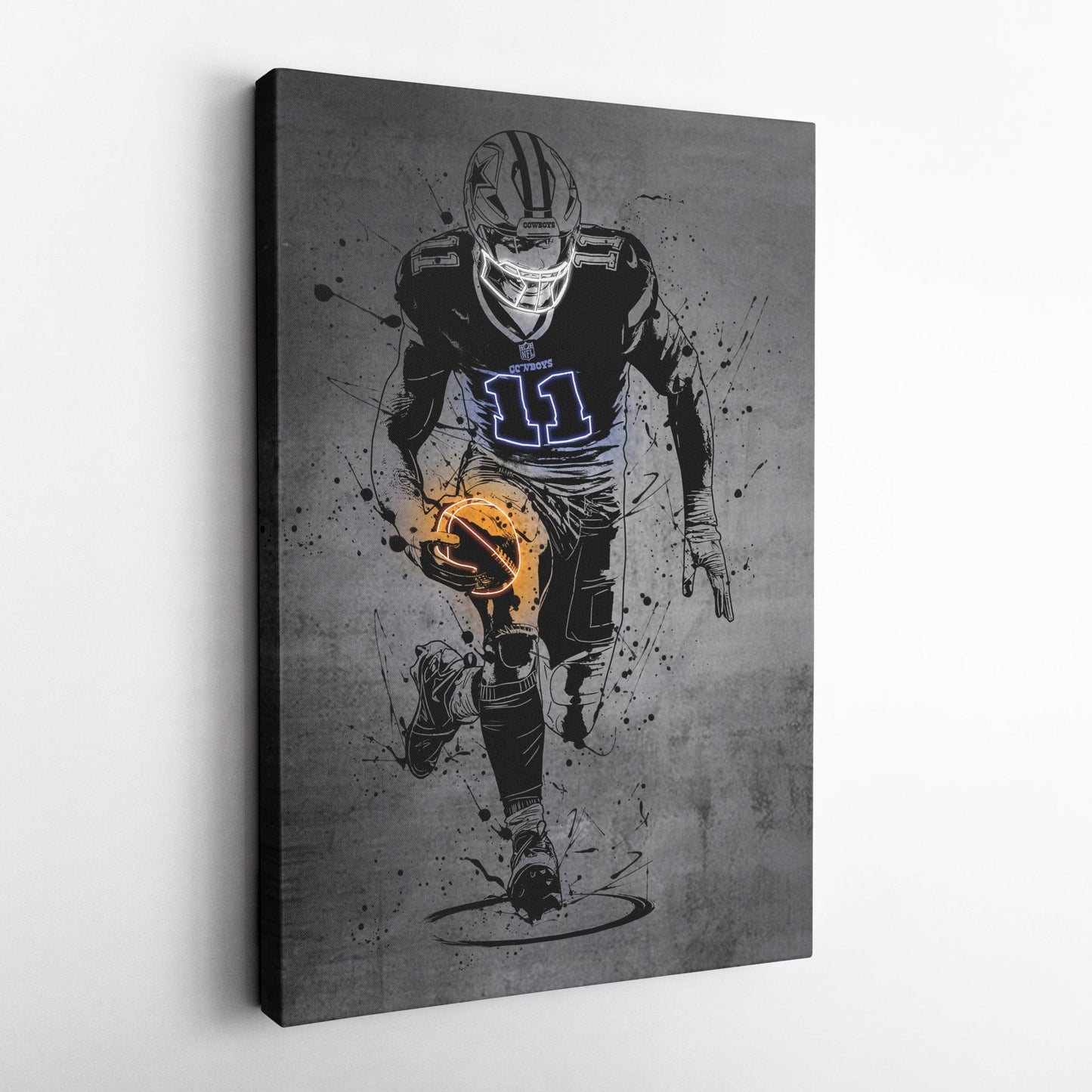 Micah Parsons Neon Canvas Art | Modern Wall Decor for Cowboys Fans