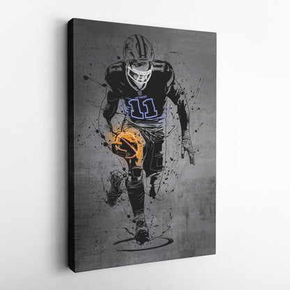 Micah Parsons Neon Canvas Art | Modern Wall Decor for Cowboys Fans
