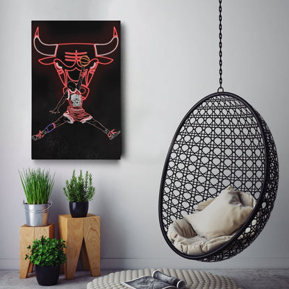 Michael Jordan Neon Canvas Art | Bulls Wall Decor