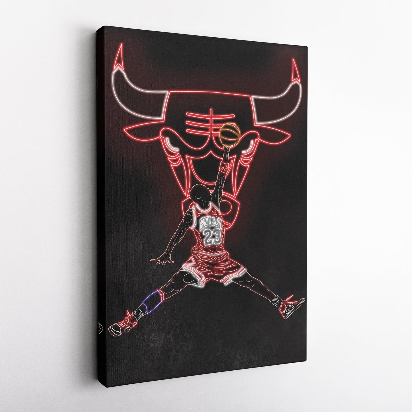 Michael Jordan Neon Canvas Art | Bulls Wall Decor