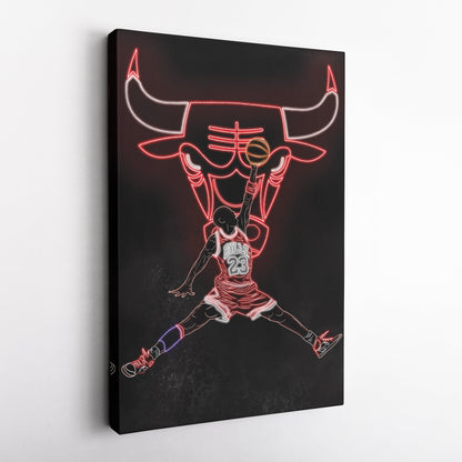 Michael Jordan Neon Canvas Art | Bulls Wall Decor