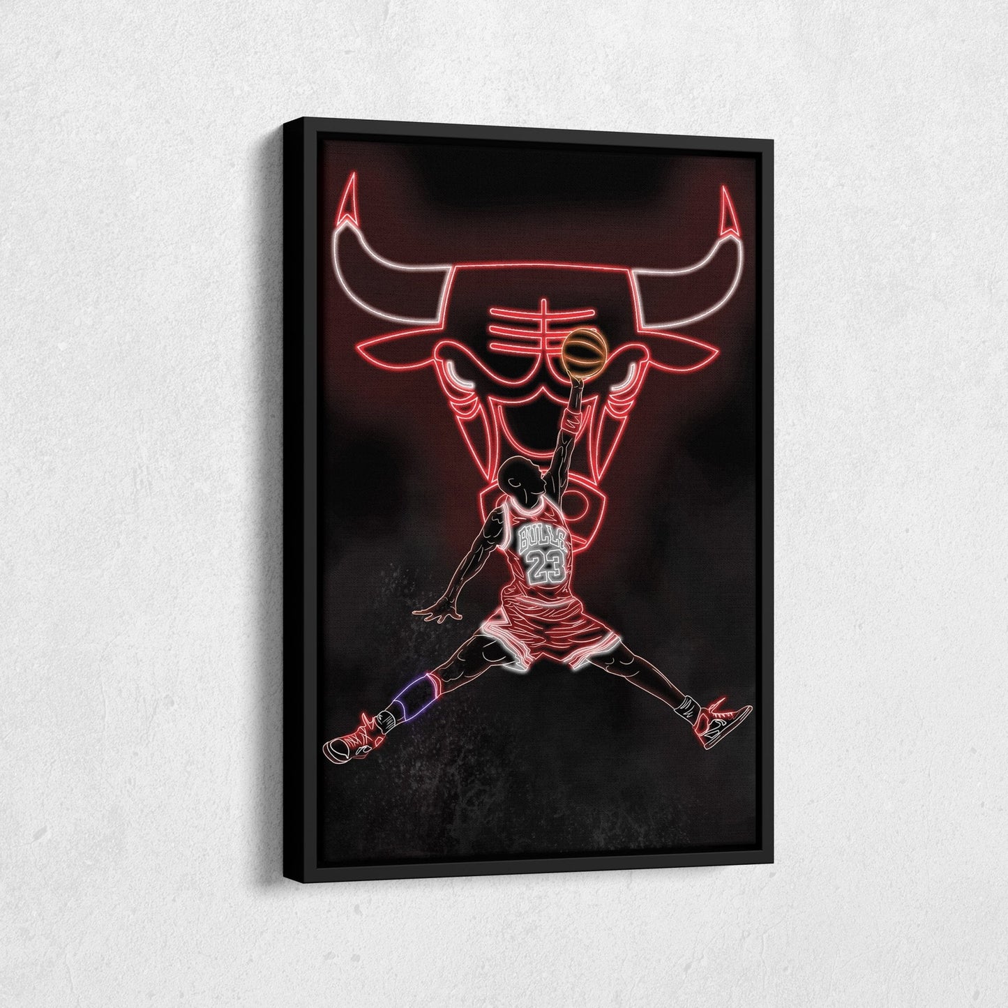 Michael Jordan Neon Canvas Art | Bulls Wall Decor