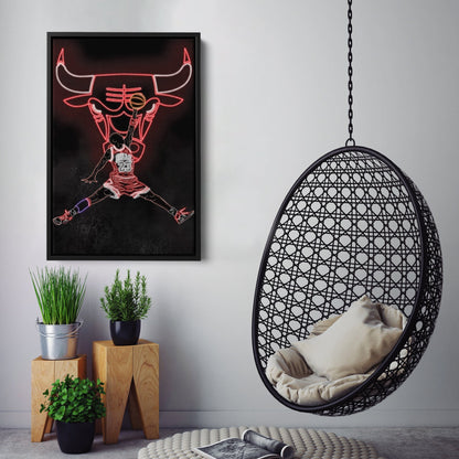 Michael Jordan Neon Canvas Art | Bulls Wall Decor
