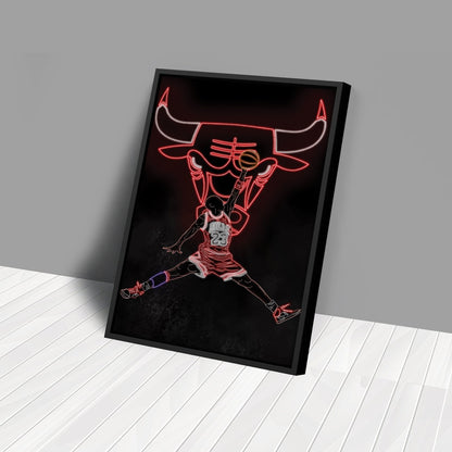Michael Jordan Neon Canvas Art | Bulls Wall Decor