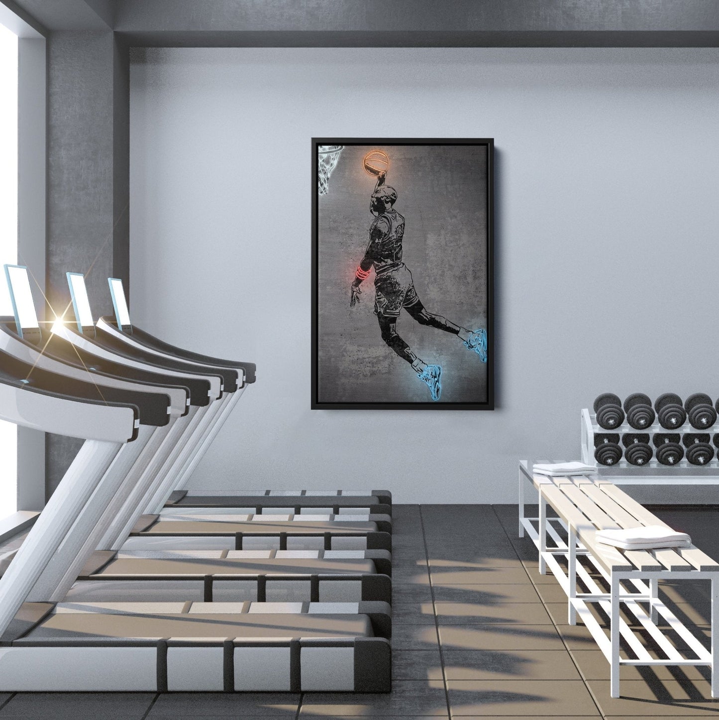 Michael Jordan Neon Canvas Art | Modern Wall Decor for Bulls Fans