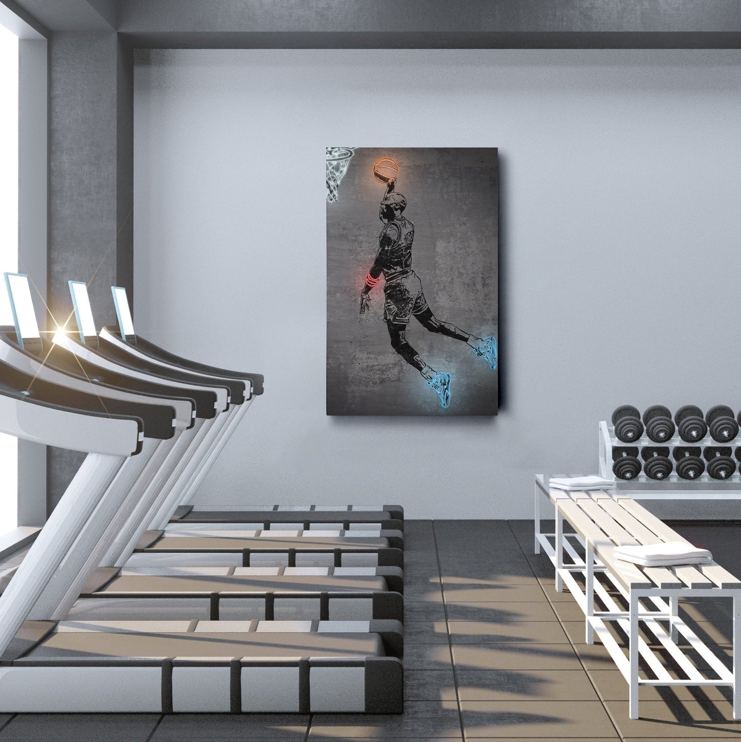 Michael Jordan Neon Canvas Art | Modern Wall Decor for Bulls Fans