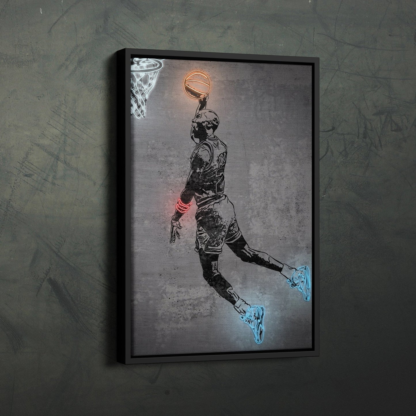 Michael Jordan Neon Canvas Art | Modern Wall Decor for Bulls Fans