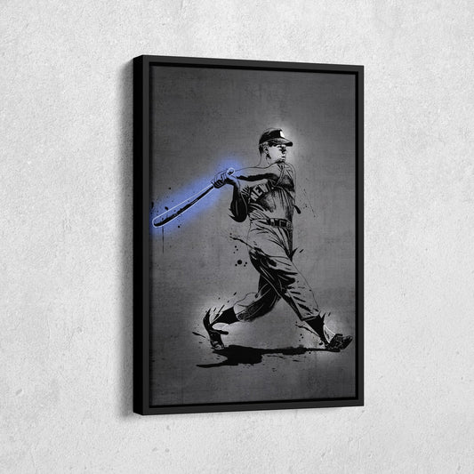 Mickey Mantle Neon Canvas Art | Modern Wall Decor for Yankees Fans