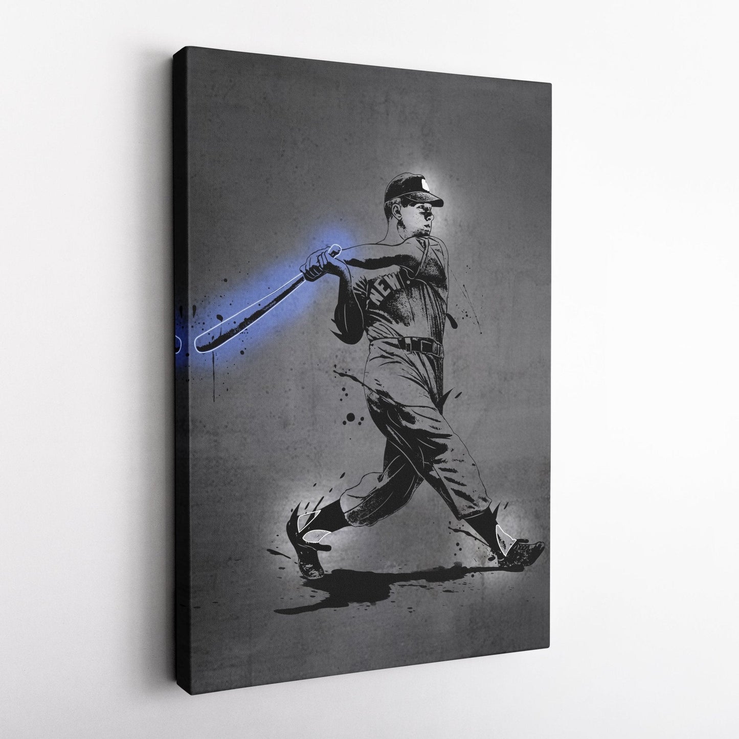 Mickey Mantle Neon Canvas Art | Modern Wall Decor for Yankees Fans