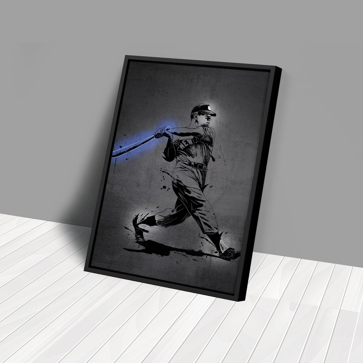 Mickey Mantle Neon Canvas Art | Modern Wall Decor for Yankees Fans