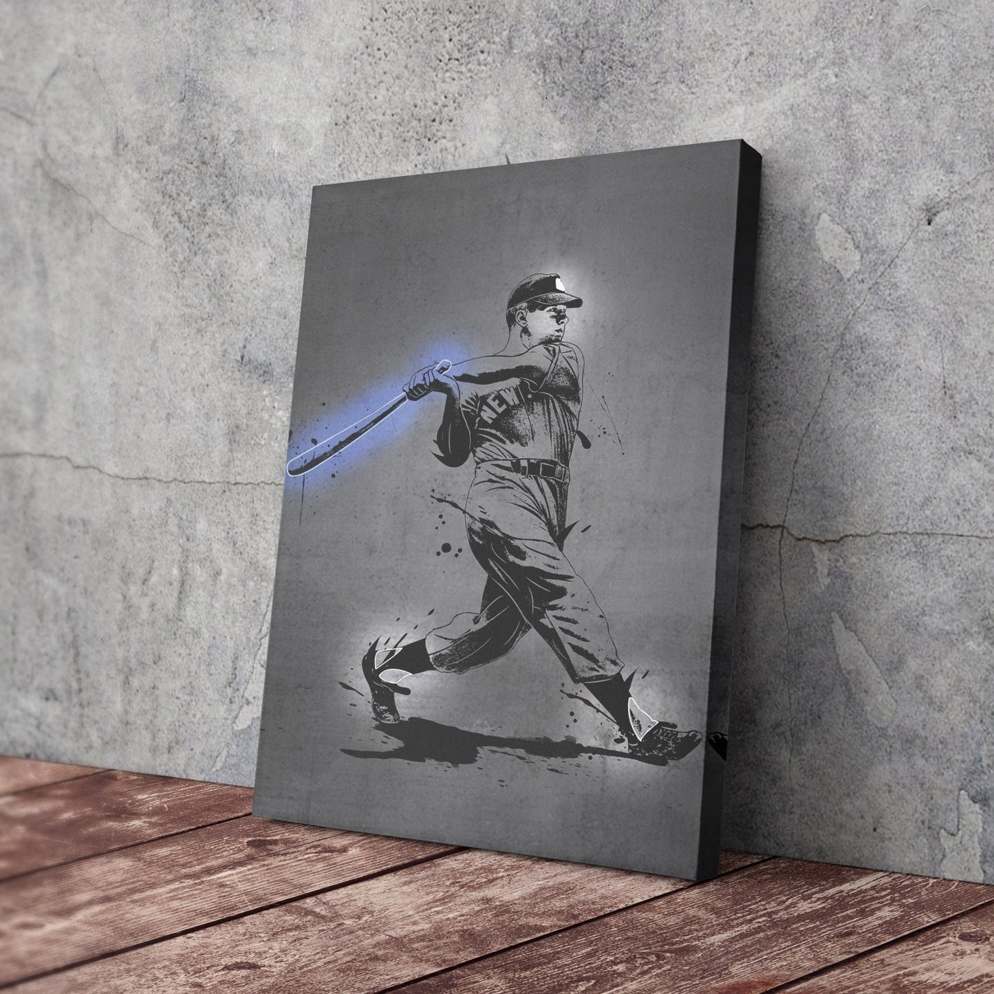 Mickey Mantle Neon Canvas Art | Modern Wall Decor for Yankees Fans