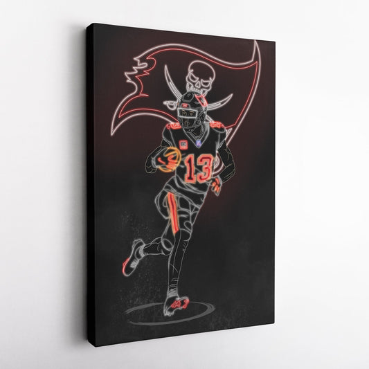 Mike Evans Neon Canvas Art | Buccaneers Wall Decor