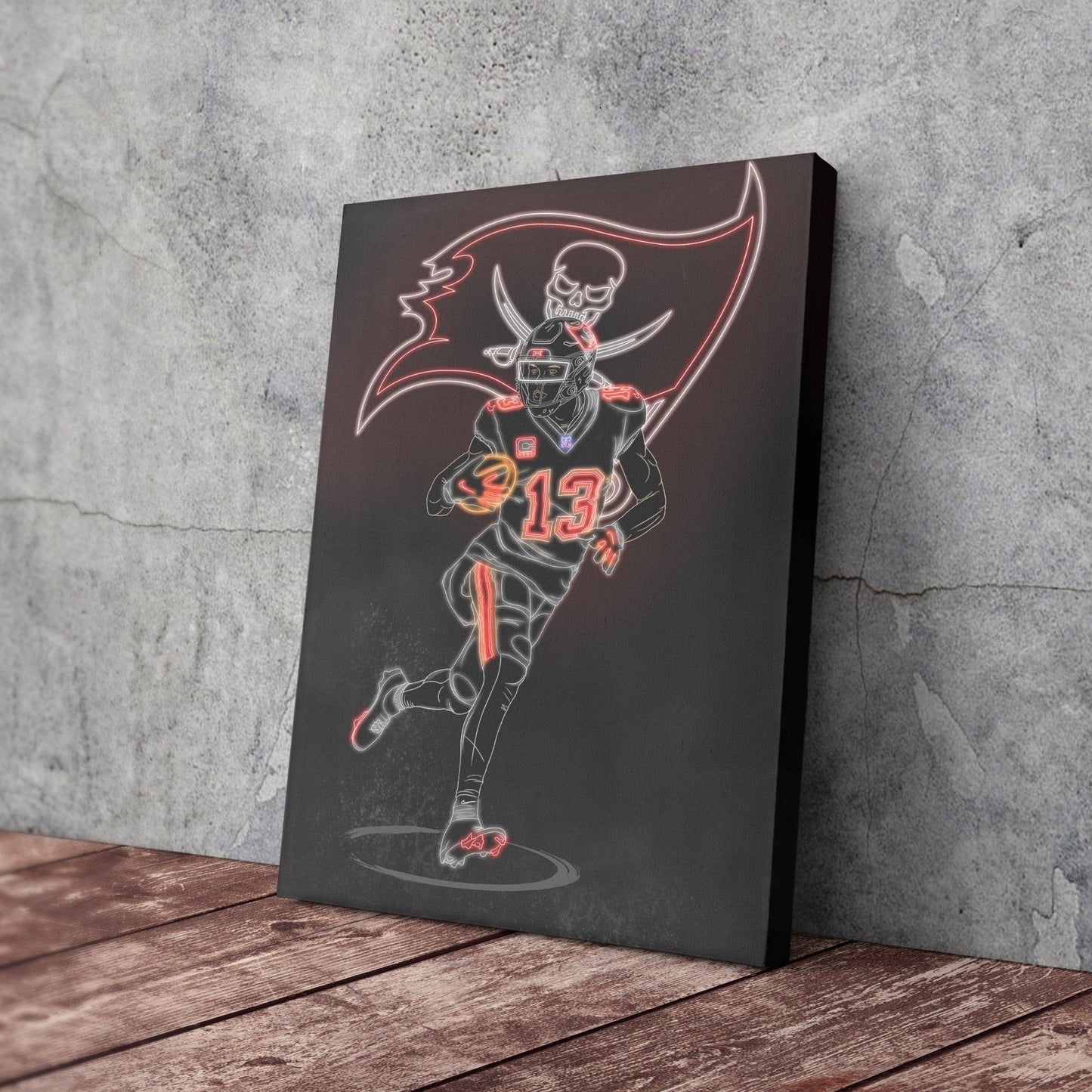 Mike Evans Neon Canvas Art | Buccaneers Wall Decor