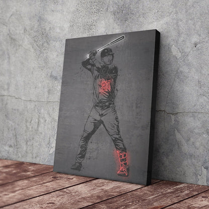 Mike Trout Neon Canvas Art | Modern Wall Decor for Angels Fans