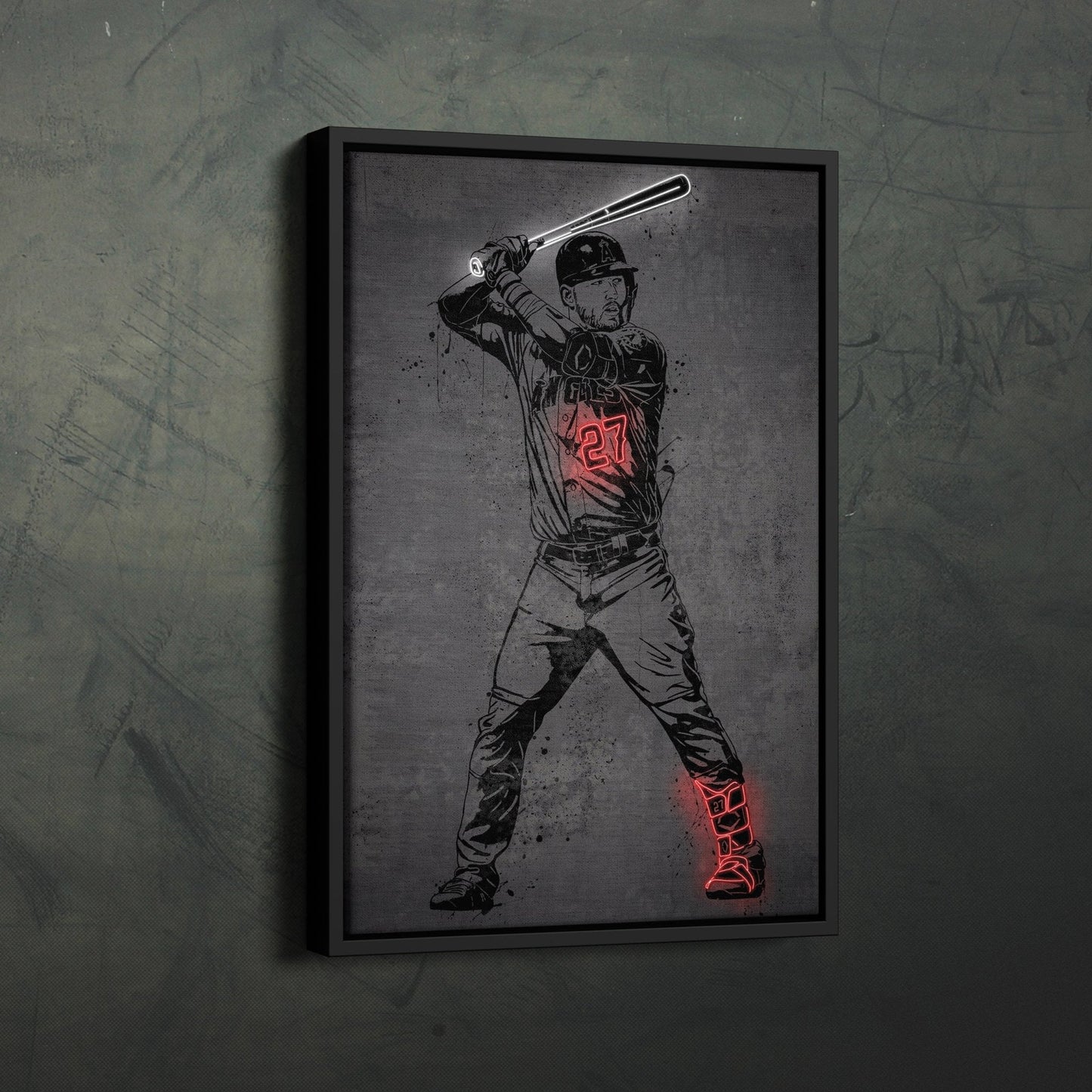 Mike Trout Neon Canvas Art | Modern Wall Decor for Angels Fans