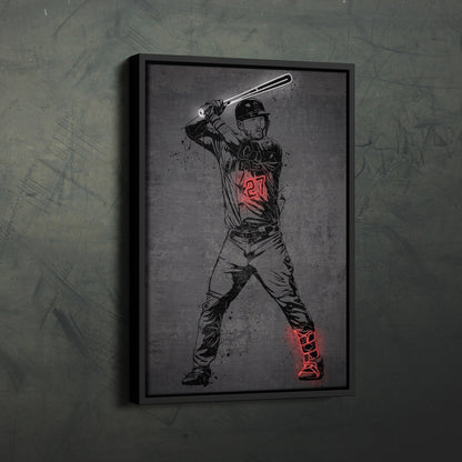 Mike Trout Neon Canvas Art | Modern Wall Decor for Angels Fans