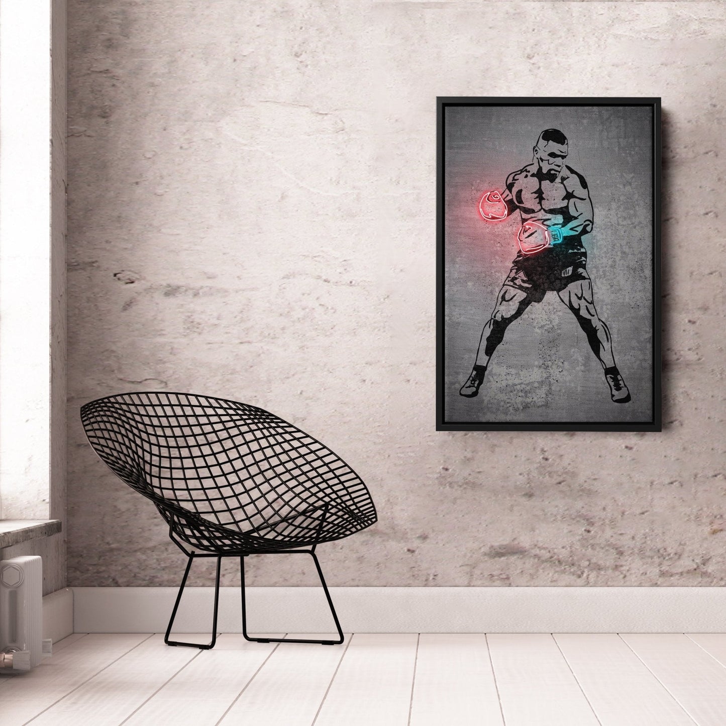Mike Tyson Neon Canvas Art | Modern Wall Decor for Boxing Fans