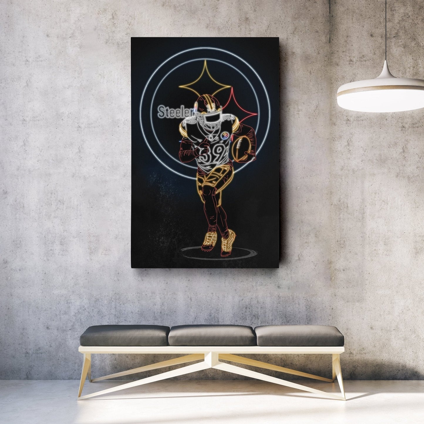 Minkah Fitzpatrick Neon Canvas Art | Steelers Wall Decor