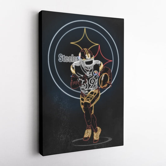 Minkah Fitzpatrick Neon Canvas Art | Steelers Wall Decor